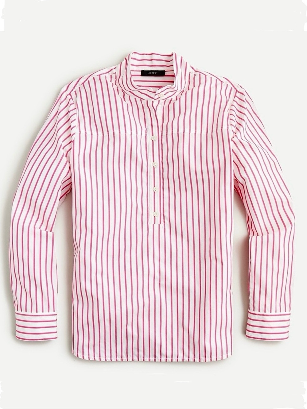 J Crew Band Collar Cotton Poplin Tunic Shirt Stripes NWT